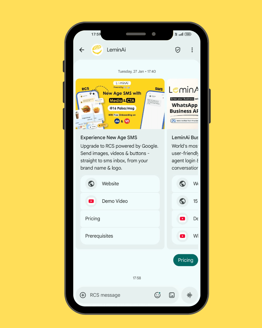 RCS Carousal Messages